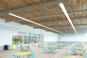 LED-tube-large-canteen-application-scenario staff cafeteria LED batten light fixtures