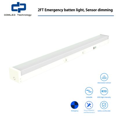 2FT LED Emergency batten light, Sensor dimming Fixture
