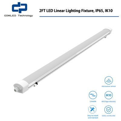 2FT LED Linear Lighting Fixture, IP65, IK10, 2500LM, Tri-Proof Linear Light