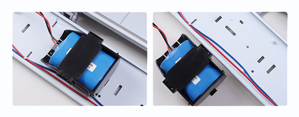 The battery uses a battery compartment, and the battery maintenance is a snap-on replacement; COMLED LED vapor tight batten light fixture Special housing for quick replace battery