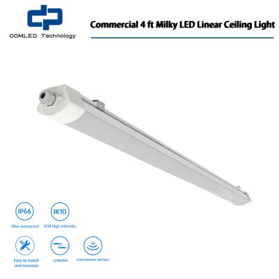 Commercial 4 ft Milky LED Linear Ceiling Light, LED 40W LED Linear High Bay, Custom Linear Strip Light