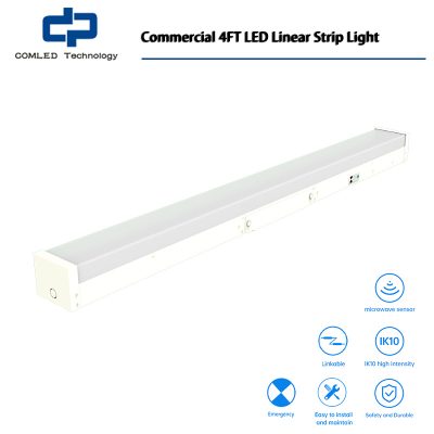 Commercial 4FT LED Linear Strip Light, Super Bright LED Shop Lights 18W 36W Selectable 3CCT 2800K-6500K, Surface Mount 0-10V Dimmable
