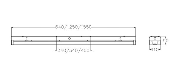 LED batten fixture Size Dimension(unit mm) N series