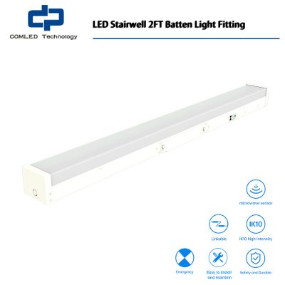 LED Stairwell 2FT Batten Light Fitting, Surface Mount, 4000K, 18W, 2600 Lumens